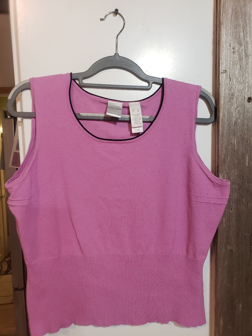 Emma James Women XL Fuchsia Pink/black Trim Sweater Vest Versatile Career Office